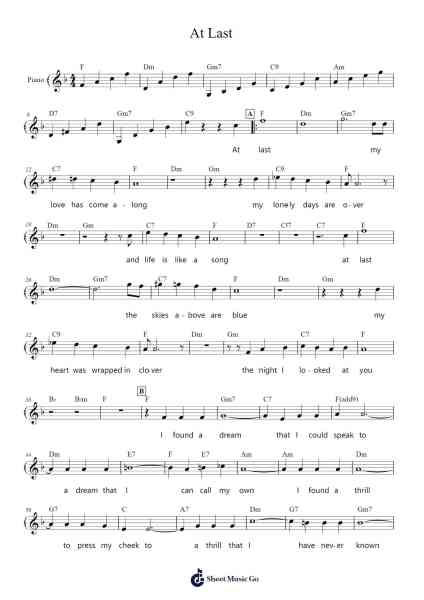 At Last Sheet Music by Etta James-Arr.Blithefrey