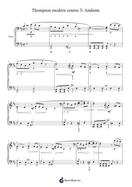 Thompson modern course 3- Andante Sheet Music by John Thompson-Arr.Stator