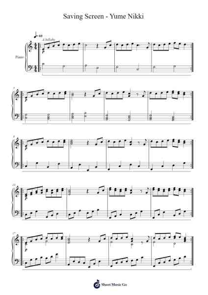 Saving Screen - Yume Nikki Sheet Music by Misc Computer Games-Arr.Eltave