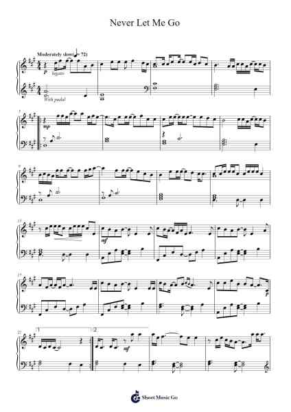 Never Let Me Go Sheet Music by Florence + The Machine-Arr.Earmay