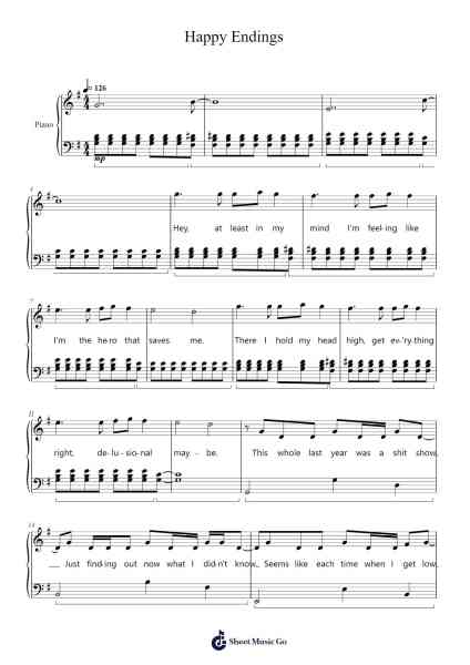 Happy Endings Sheet Music by Mike Shinoda-Arr.Pading Morsewells