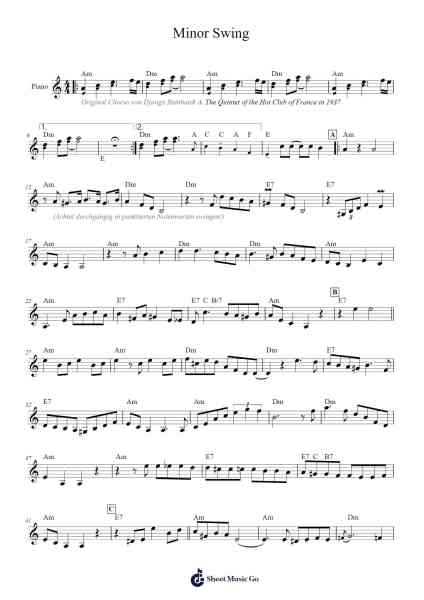 Minor Swing Sheet Music by Jefhous-Arr.Upving