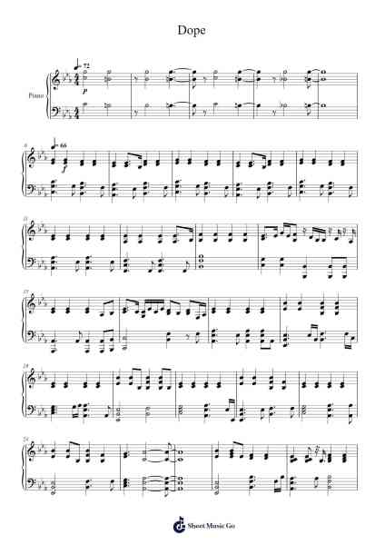 Dope Sheet Music by Lady Gaga-Arr.Efbin Kimsie
