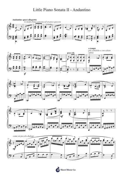 Little Piano Sonata, II - Andantino Sheet Music by Hazwen O'Cashaw-Arr.Molsham