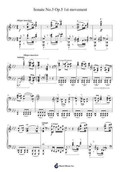 Sonate No. 3 in F Minor, Op. 5: I. Allegro maestoso Sheet Music by Johannes Brahms-Arr.Gosnix