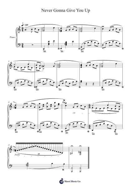 Never Gonna Give You Up Sheet Music by Walshrone Louiswift-Arr.Beague Kinglor