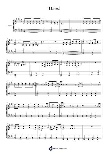 I Lived Sheet Music by OneRepublic-Arr.Deirrine Sisibyl