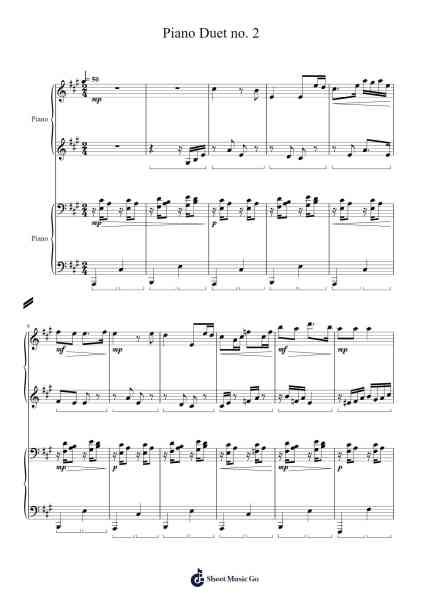 Piano Duet no. 2 Sheet Music by Chance Caprarola-Arr.Bairddict Sasback