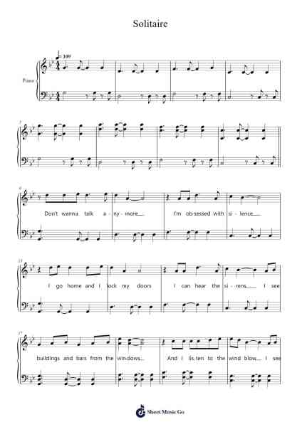 Solitaire Sheet Music by Marina and The Diamonds-Arr.Leijoan