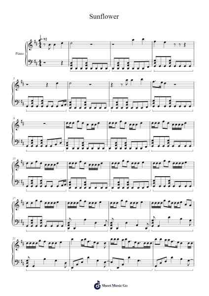 Sunflower Sheet Music by Post Malone/Swae Lee-Arr.Holmesmax