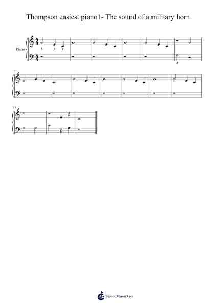 Thompson easiest piano1- The sound of a military horn Sheet Music by John Thompson-Arr.Turdrea