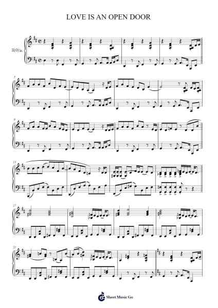 LOVE IS AN OPEN DOOR Sheet Music by -Arr.Wrightrae