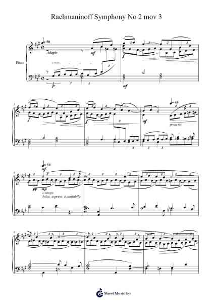 Symphony No. 2 in E Minor, Op. 27: III. Adagio Sheet Music by Sergei Rachmaninoff-Arr.Clairenor Jouvic