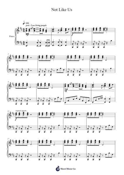Not Like Us Sheet Music by Kendrick Lamar-Arr.Montbrook