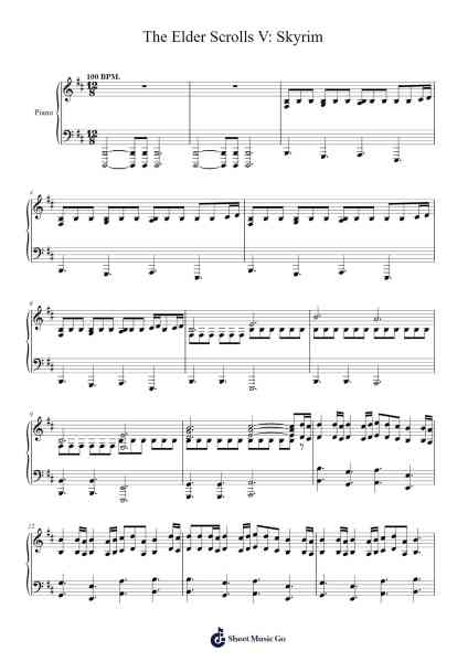 The Elder Scrolls V: Skyrim Sheet Music by Jeremy Soule-Arr.Kensibyl