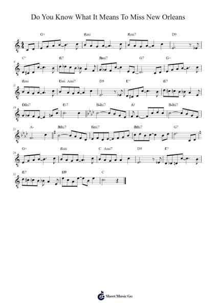 Do You Know What It Means to Miss New Orleans Sheet Music by Louis Armstrong-Arr.Gailma