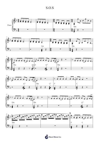 S.O.S Sheet Music by ABBA-Arr.Shirvien