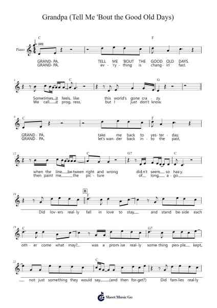 Grandpa (Tell Me 'Bout the Good Old Days) Sheet Music by The Judds-Arr.Milllas