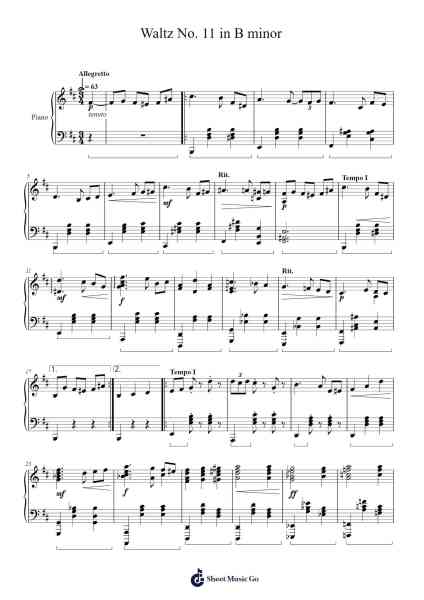 Waltz No. 11 in B minor Sheet Music by Mason Ma-Arr.Dwightlitt
