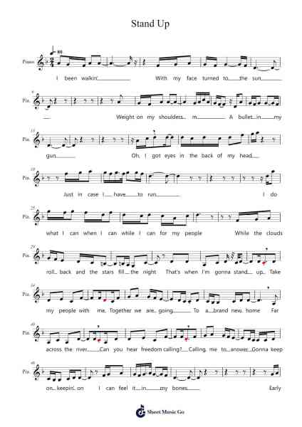 Stand Up Sheet Music by Cynthia Erivo/Joshuah Brian Campbell-Arr.Poshua Xansweet
