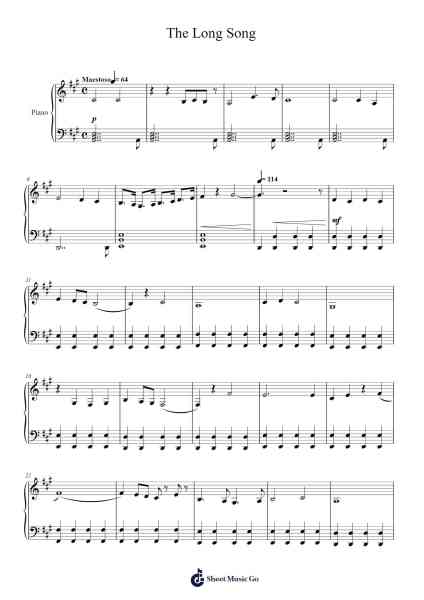 The Long Song Sheet Music by Murray Gold-Arr.Elroylitt Graycia