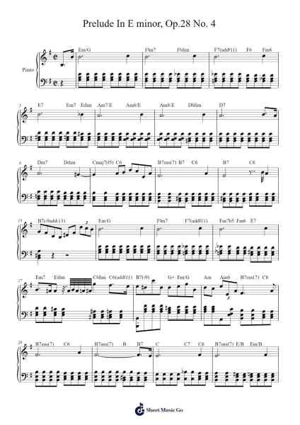 Prelude in E Minor, Op. 28, No. 4 Sheet Music by Frédéric Chopin-Arr.Pomeo Walshbee
