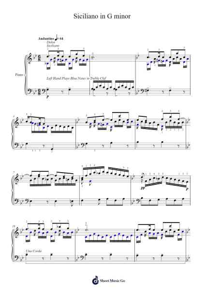 Siciliano in G minor Sheet Music by Johann Sebastian Bach-Arr.Xanlain Drychel