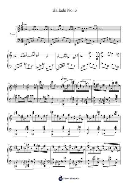 Ballade No. 3 in A-flat Major, Op. 47 Sheet Music by Frédéric Chopin-Arr.Atdrich Wrightret