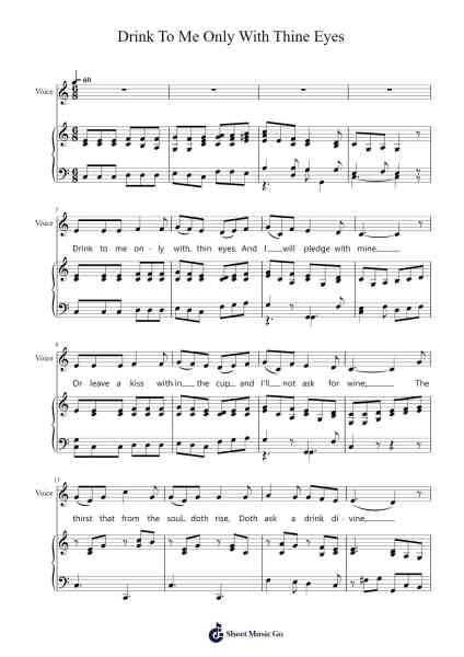 Drink To Me Only With Thine Eyes Sheet Music by katecuttill-Arr.Efbin Kimsie