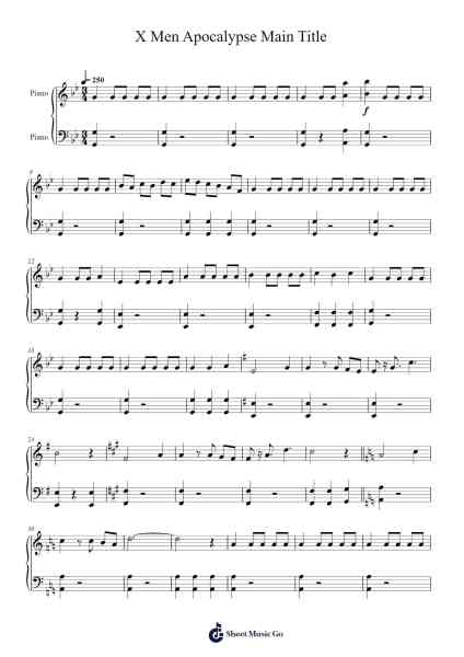 X Men Apocalypse Main Title Sheet Music by Misc Computer Games-Arr.Yalegus