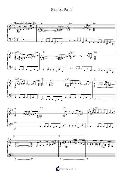 Samba Pa Ti Notenblatt von Santana-Arr.Beague Kinglor