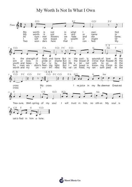 My Worth Is Not In What I Own Sheet Music by Keith and Kristyn Getty-Arr.Bonnes Junemiah