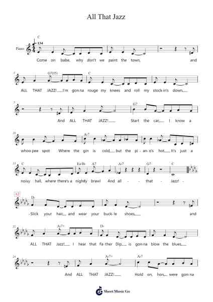 All That Jazz Sheet Music by John Kander/Fred Ebb-Arr.Mucia