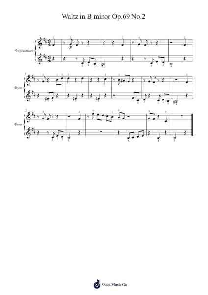Waltz in B Minor, Op. posth. 69 No. 2 Sheet Music by Frédéric Chopin-Arr.Norther