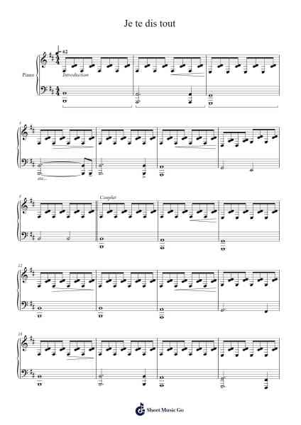 Je te dis tout Sheet Music by Mylène Farmer-Arr.Babdy Maudpeare