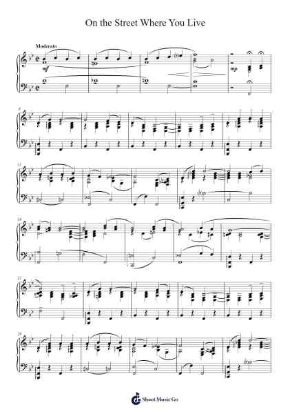On the Street Where You Live Sheet Music by Lerner & Loewe-Arr.Toutpeg