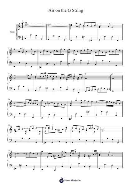 Air on the G String from Orchestral Suite No. 3 in D Major, BWV 1068 Sheet Music by Johann Sebastian Bach-Arr.Quinliet