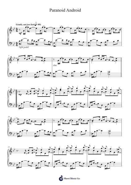 Paranoid Android Sheet Music by Radiohead-Arr.Montbrook