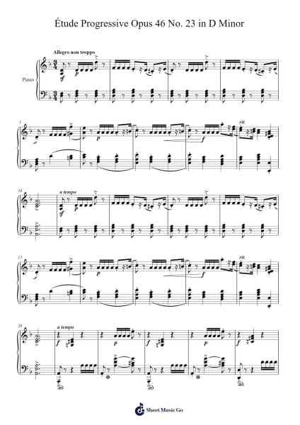 Étude Progressive Opus 46 No. 23 in D Minor Sheet Music by Stephen Heller-Arr.Beernoel Oisensharp