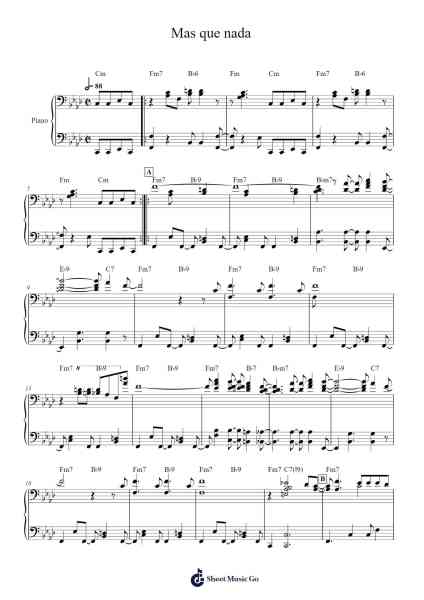 Mas que nada Sheet Music by Jorge Ben Jor-Arr.Cookecus Rorwood