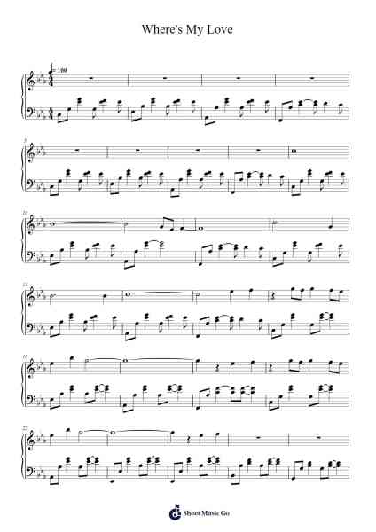 Where's My Love Ноты для фортепиано от SYML-Arr.Pagbird