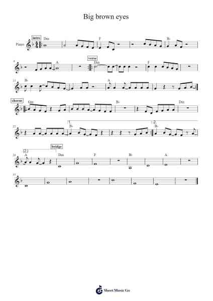 Big brown eyes Sheet Music by Benny Sings-Arr.Vanbins