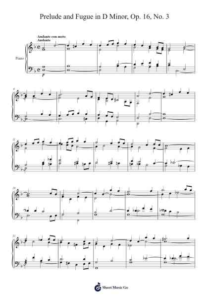 Prelude and Fugue in D Minor, Op. 16, No. 3 Sheet Music by Clara Schumann-Arr.Hodgham Bobbright