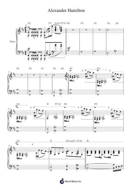 Alexander Hamilton Sheet Music by Lin-Manuel Miranda-Arr.Dwightbright