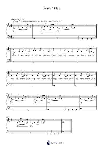 Wavin' Flag Sheet Music by K'naan-Arr.Darcarr