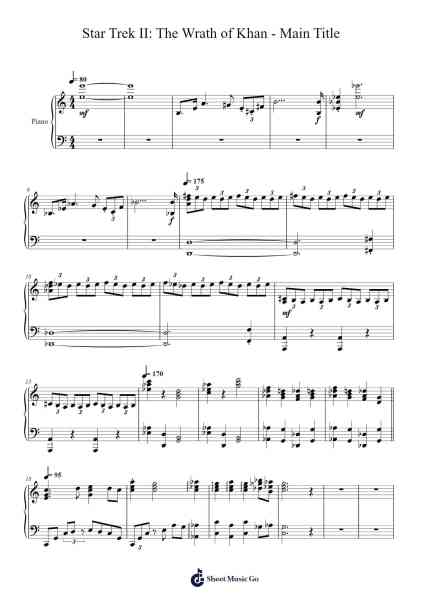 Star Trek II: The Wrath of Khan - Main Title Sheet Music by James Horner-Arr.Gailma