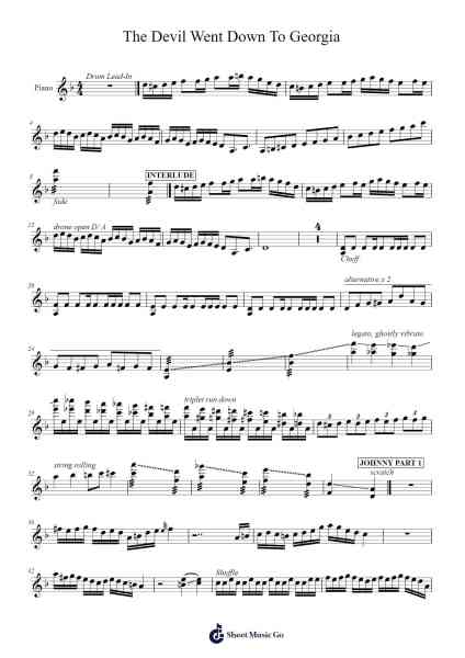 The Devil Went Down To Georgia Sheet Music by The Charlie Daniels Band-Arr.Kayien Goldine