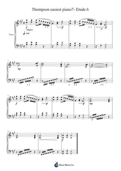 Thompson easiest piano7- Etude 6 Sheet Music by John Thompson-Arr.Gasgreve Ausnal