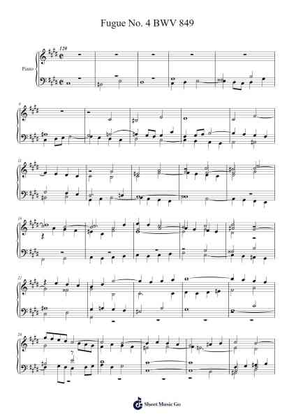 Fugue No. 4 in C♯ Minor, BWV 849 Sheet Music by Johann Sebastian Bach-Arr.Lautus Phichad