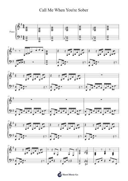 Call Me When You're Sober Sheet Music by Evanescence-Arr.Wattkeith Louichild